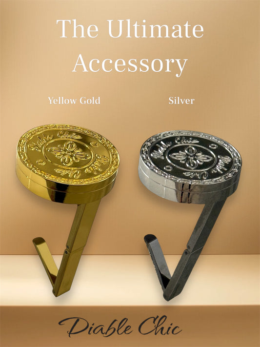 Elegant Duo: Gold & Silver Bag Hooks for Stylish Convenience